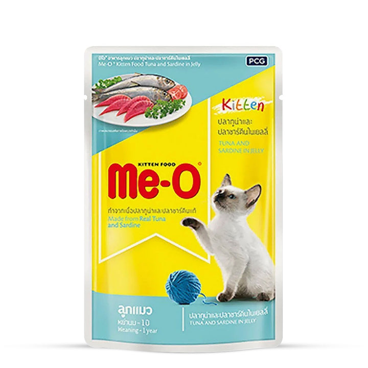 Me-O Tuna with Sardine in Jelly Wet Cat Food - All Breed Kittens - 80g