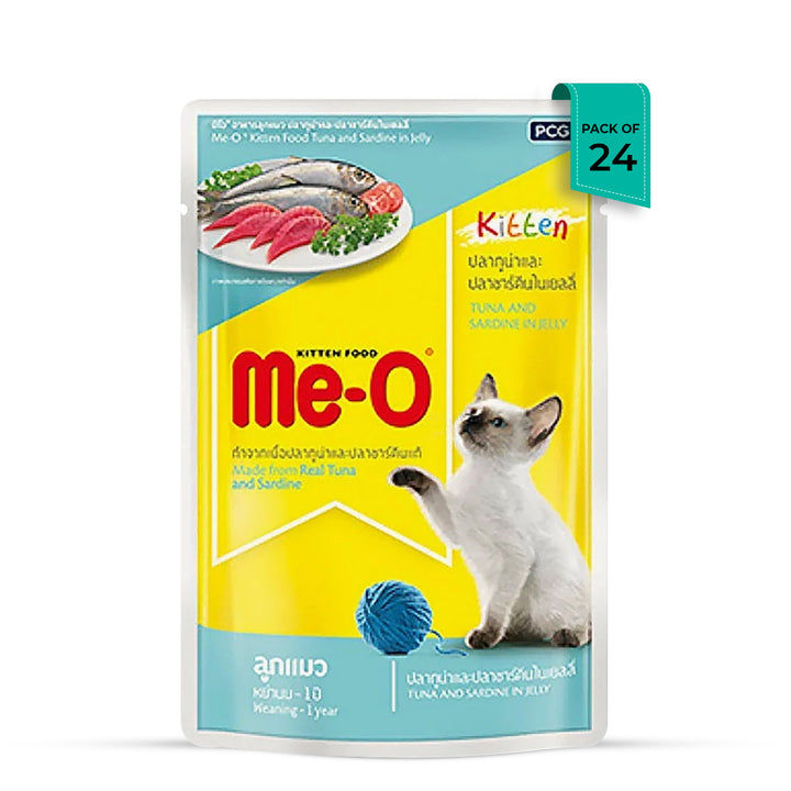 Me-O Tuna with Sardine in Jelly Wet Cat Food - All Breed Kittens - 80g