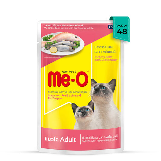 Me-O Sardine with Red Snapper in Jelly Wet Cat Food - All Breed Adult - 80g - Zigly