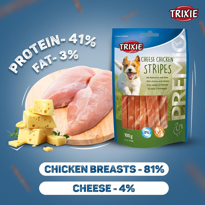 Trixie Premio Cheese Chicken Stripes Dog Treat - 100g