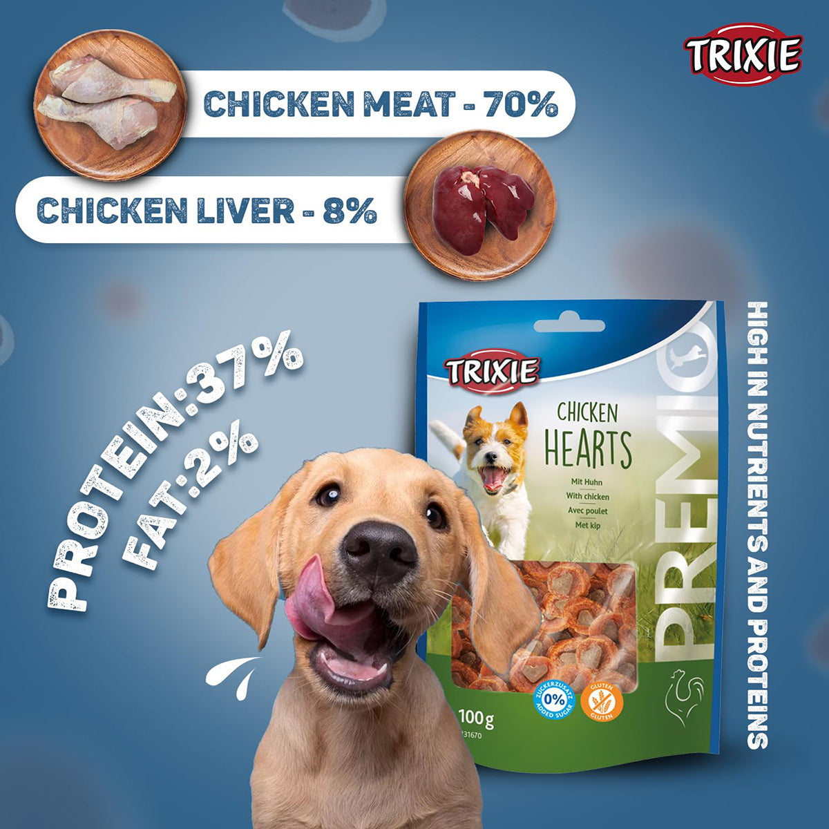 Trixie Premio Chicken Hearts Dog Treat - 100g