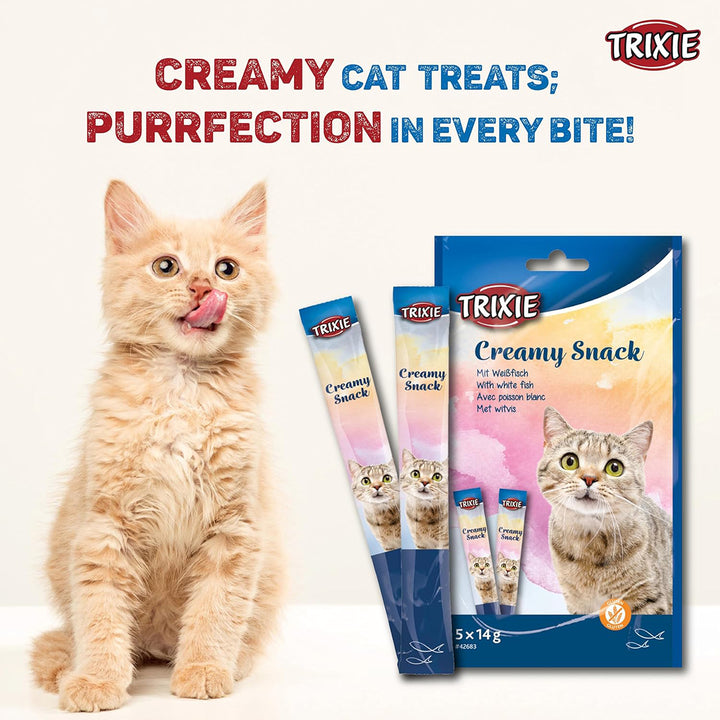 Trixie Creamy Snack With White Fish Cat Treat - 5 × 14g