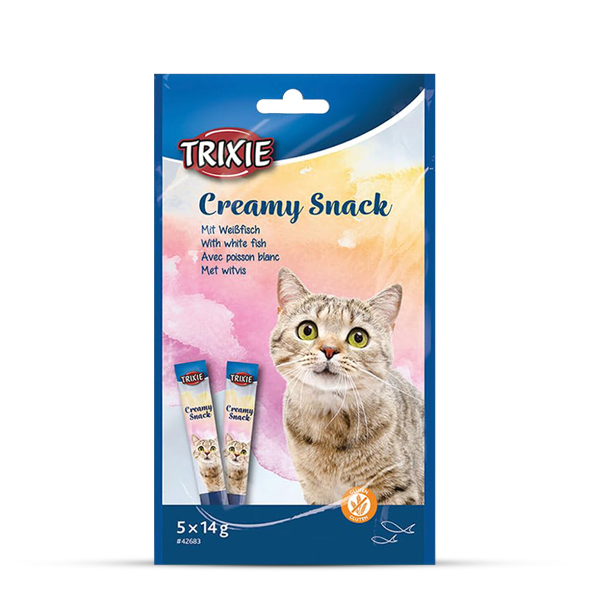 Trixie Creamy Snack With White Fish Cat Treat - 5 × 14g