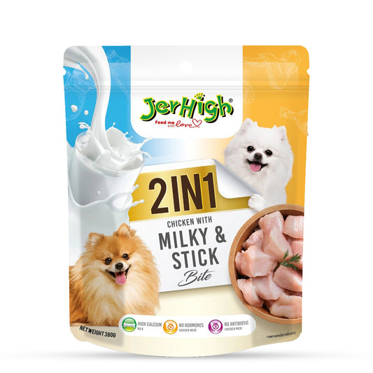 JerHigh Milk & Stick Bite (2In1) Dog Treat - 380g