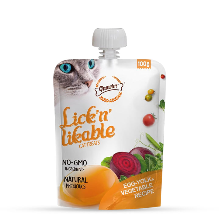 Gnawlers Lick n Lickeble Egg-Yolk Vegetable Recipe Cat Treat - 100g