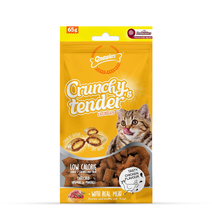 Gnawlers Crunchy Tenders Chicken Flavour Cat Treat - 65g