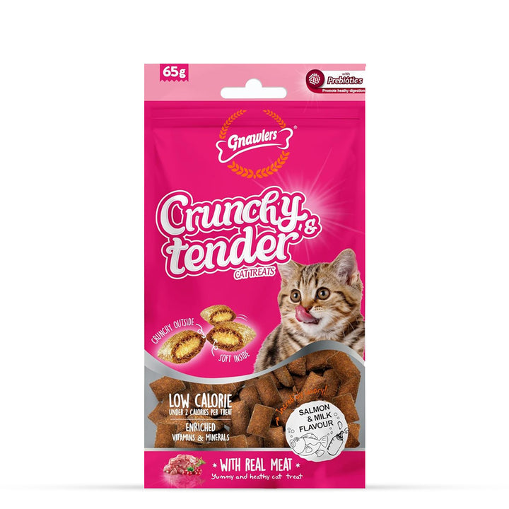 Gnawlers Crunchy Tenders Salmon & Milk Flavour Cat Treat - 65g