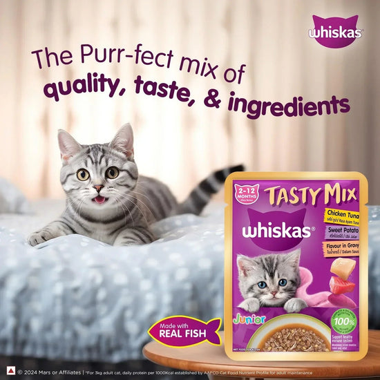 Whiskas Tasty Mix Chicken Tuna with Sweet Potato Kitten Wet Cat Food - 70g - Zigly
