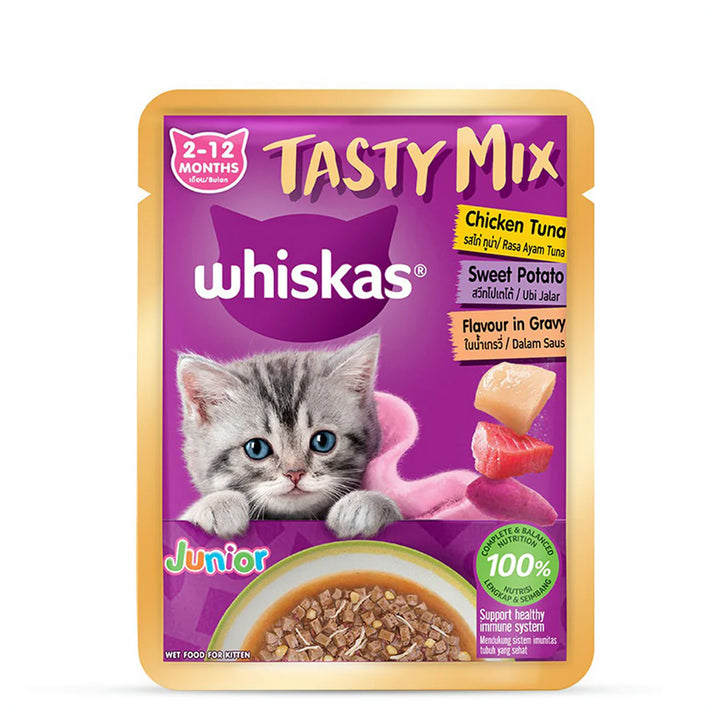 Whiskas Tasty Mix Chicken Tuna with Sweet Potato Kitten Wet Cat Food - 70g