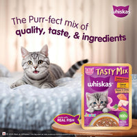 Whiskas Tasty Mix Seafood Cocktail Carrot Gravy Kitten Wet Cat Food - 70g