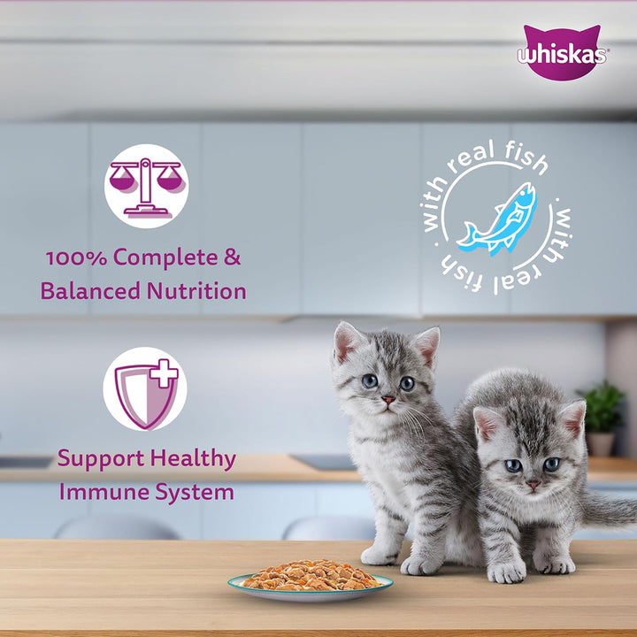 Whiskas Tasty Mix Seafood Cocktail Carrot Gravy Kitten Wet Cat Food - 70g