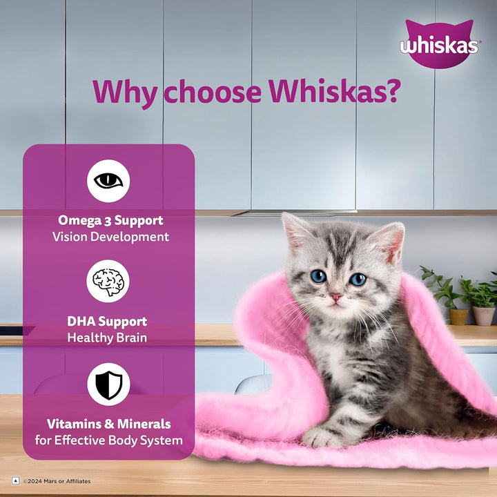 Whiskas Tasty Mix Seafood Cocktail Carrot Gravy Kitten Wet Cat Food - 70g