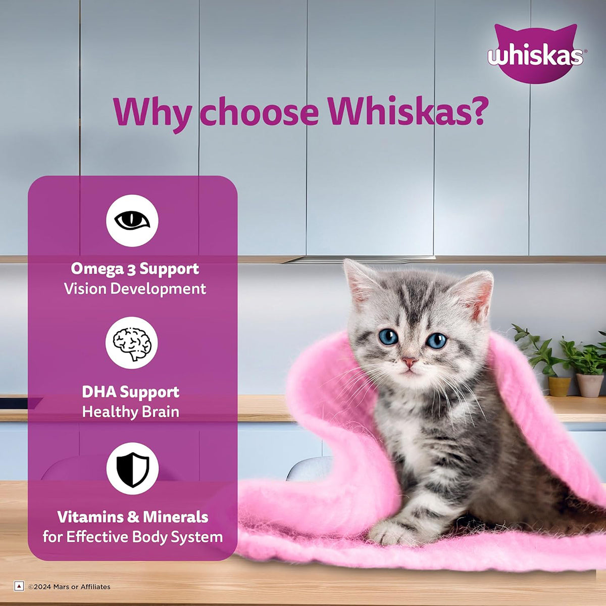Whiskas Tasty Mix Seafood Cocktail Carrot Gravy Kitten Wet Cat Food - 70g