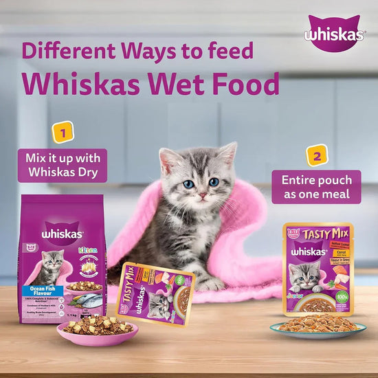 Whiskas Tasty Mix Seafood Cocktail Carrot Gravy Kitten Wet Cat Food - 70g - Zigly