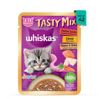 Whiskas Tasty Mix Seafood Cocktail Carrot Gravy Kitten Wet Cat Food - 70g