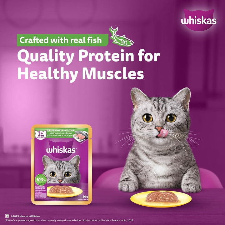 Whiskas Tuna & White Fish Flavour Adult (1+ Years) Wet Cat Food - 70g