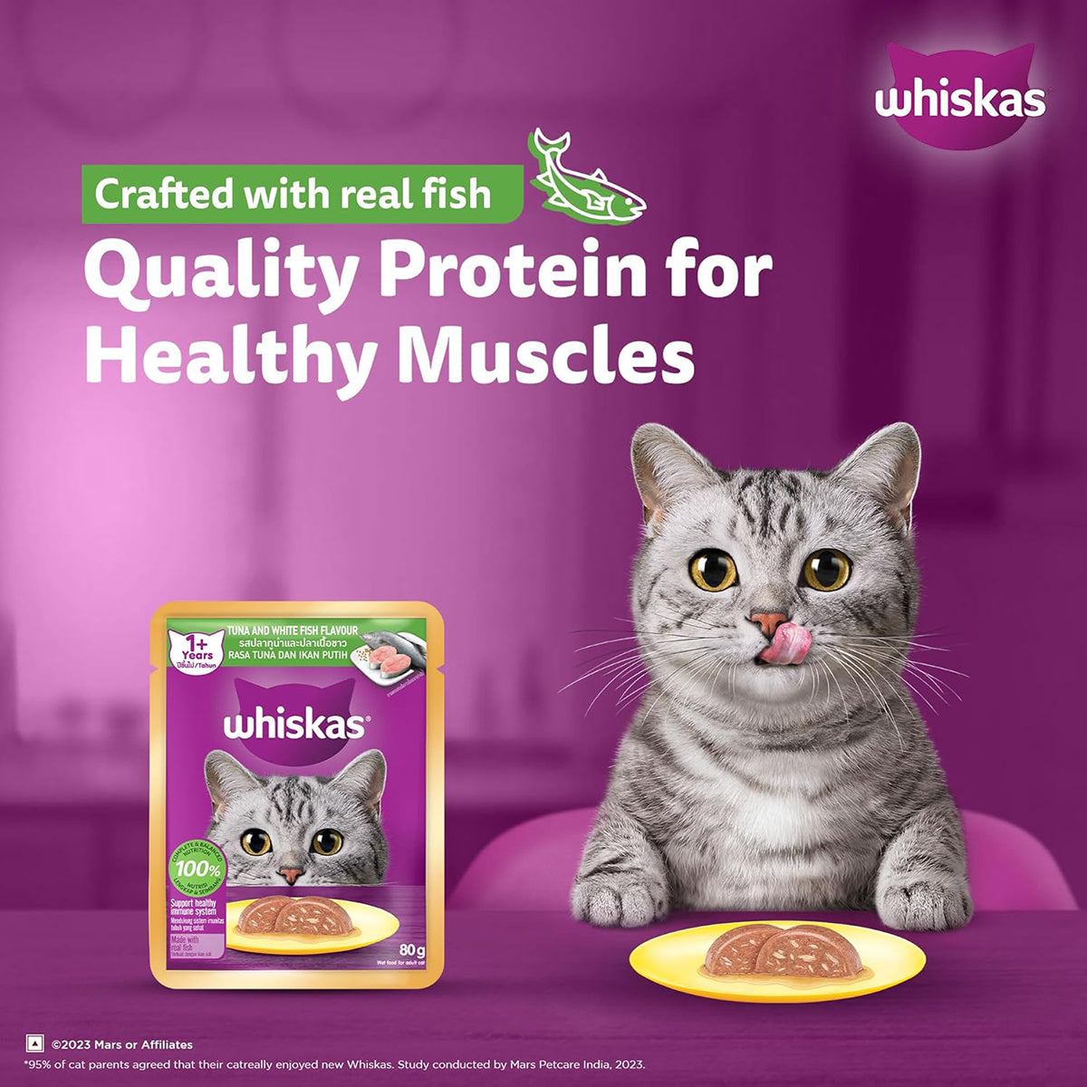 Whiskas Tuna & White Fish Flavour Adult (1+ Years) Wet Cat Food - 70g