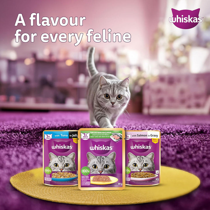 Whiskas Tuna & White Fish Flavour Adult (1+ Years) Wet Cat Food - 70g