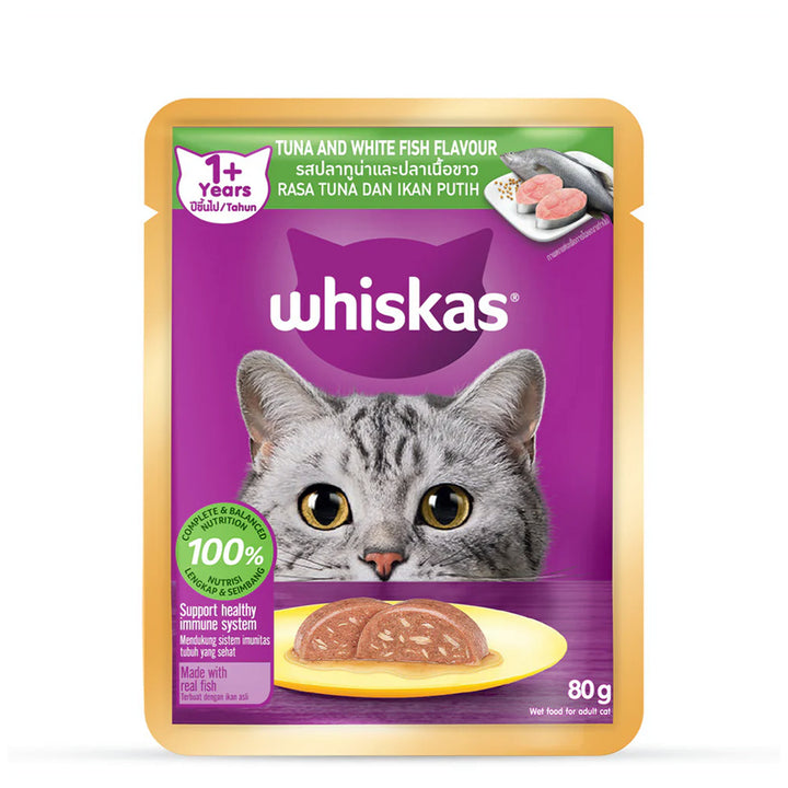 Whiskas Tuna & White Fish Flavour Adult (1+ Years) Wet Cat Food - 70g