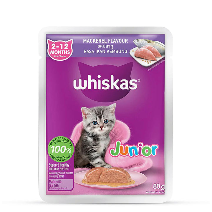 Whiskas Junior Mackerel Flavour Kitten (2-12 Months) Wet Cat Food - 70g