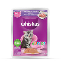 Whiskas Junior Mackerel Flavour Kitten (2-12 Months) Wet Cat Food - 70g