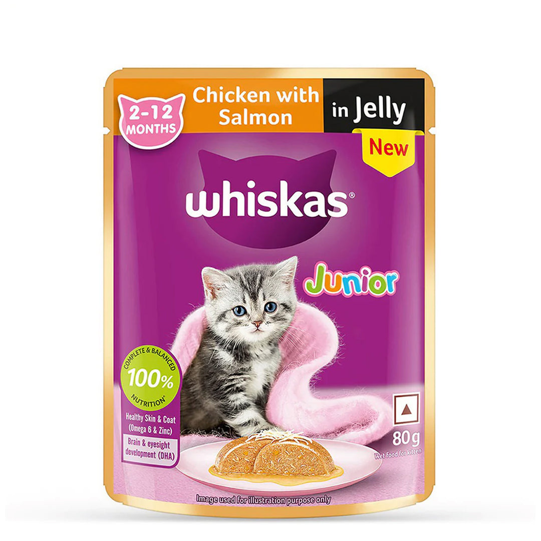 Whiskas Chicken with Salmon in Jelly Kitten (2-12 Months) Wet Cat Food - 70g - Zigly