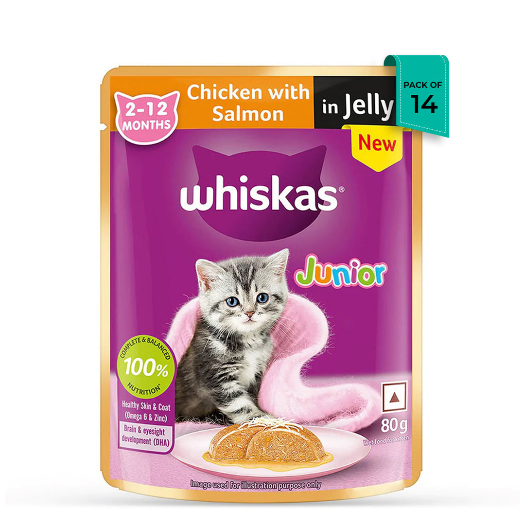 Whiskas Chicken with Salmon in Jelly Kitten (2-12 Months) Wet Cat Food - 70g - Zigly