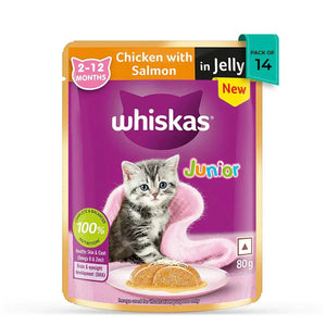 Whiskas Chicken with Salmon in Jelly Kitten (2-12 Months) Wet Cat Food - 70g - Zigly