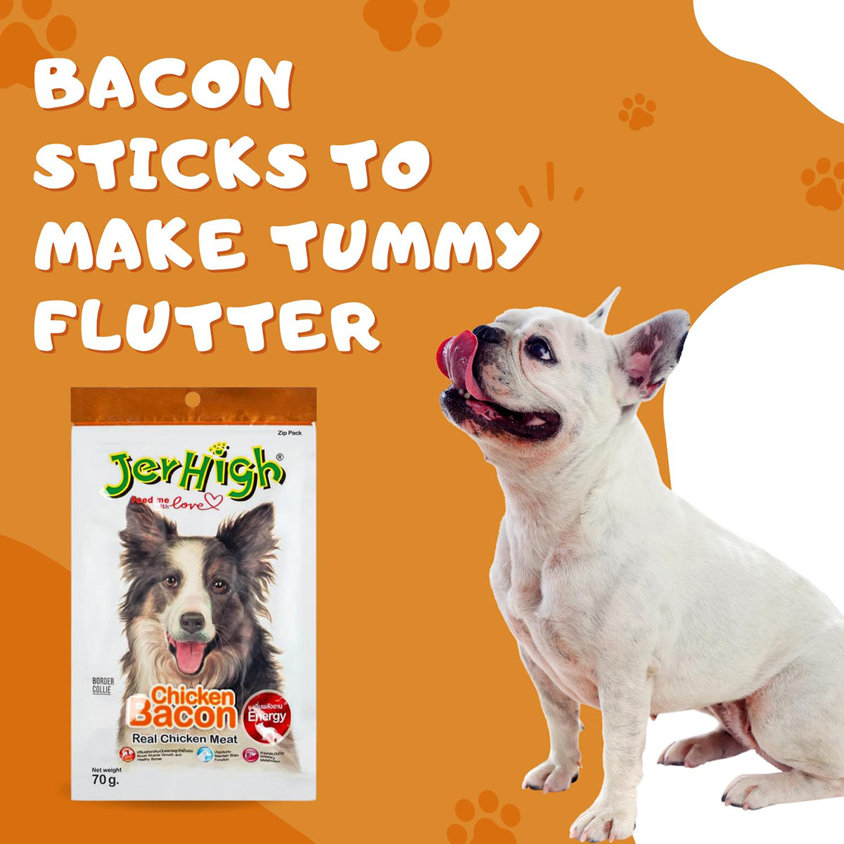 JerHigh Chicken Bacon Dog Meaty Treat - 70g