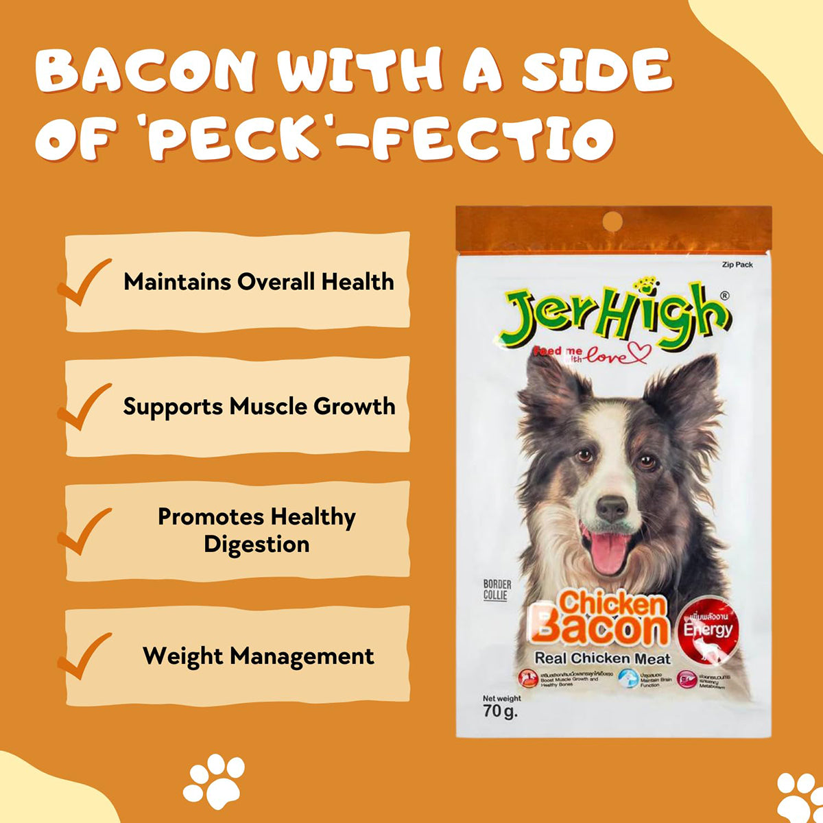 JerHigh Chicken Bacon Dog Meaty Treat - 70g
