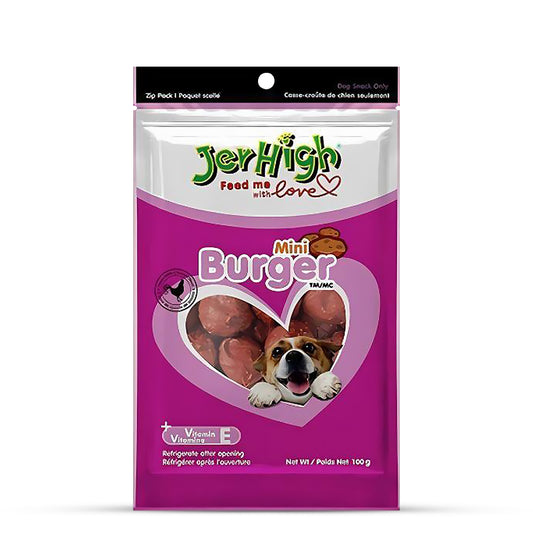JerHigh Mini Burger Dog Meaty Treat - 100g
