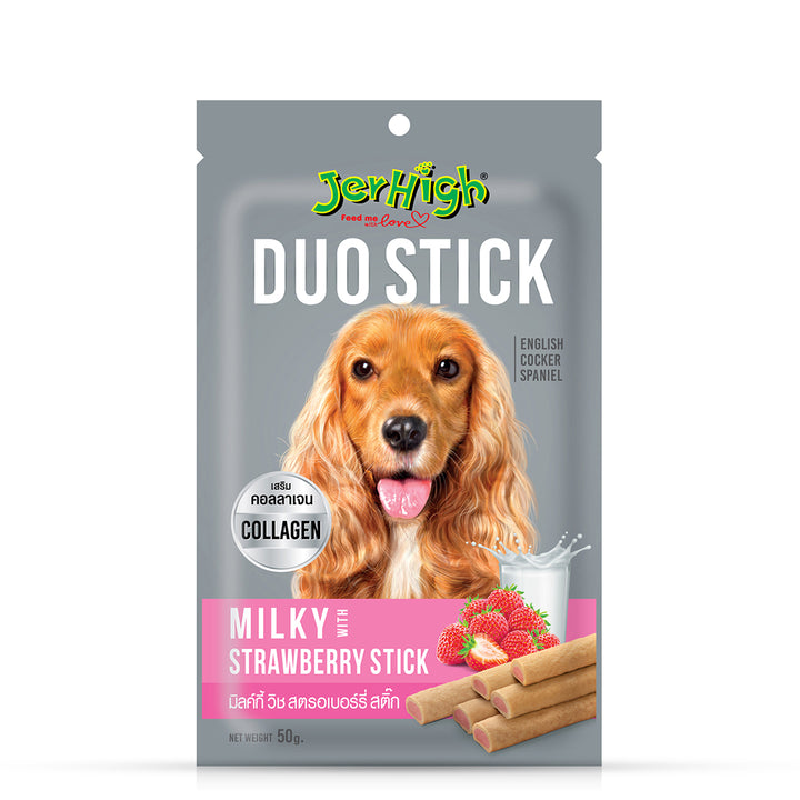 JerHigh Duo Stick Milky & Strawberry Dog Meaty Treat - 50g