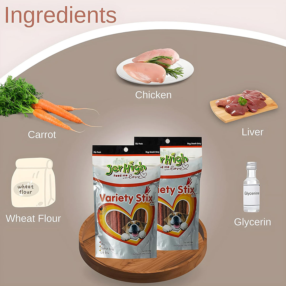 JerHigh Variety Stick Dog Meaty Treat - 200g