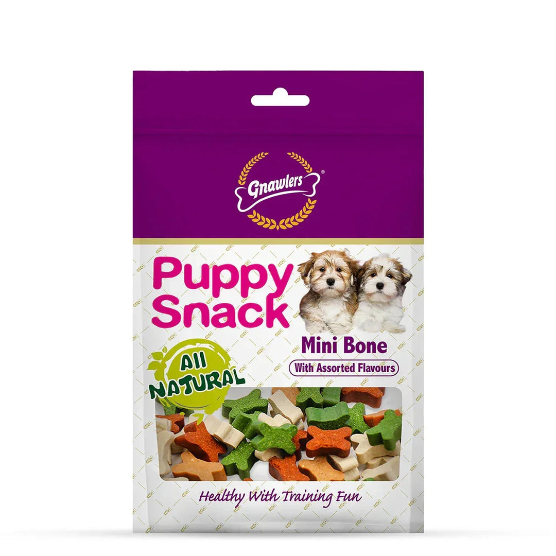 Gnawlers Puppy Snack Mini Bone Assorted Flavor Puppy Treat - 250g