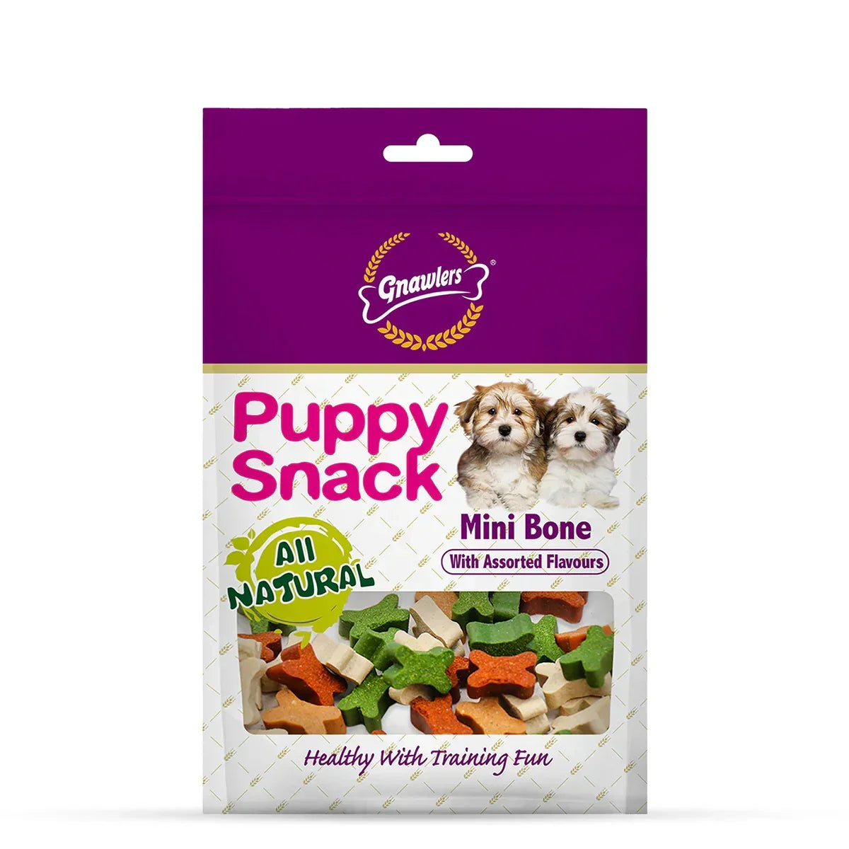 Gnawlers Puppy Snack Mini Bone Assorted Flavor Puppy Treat - 250g