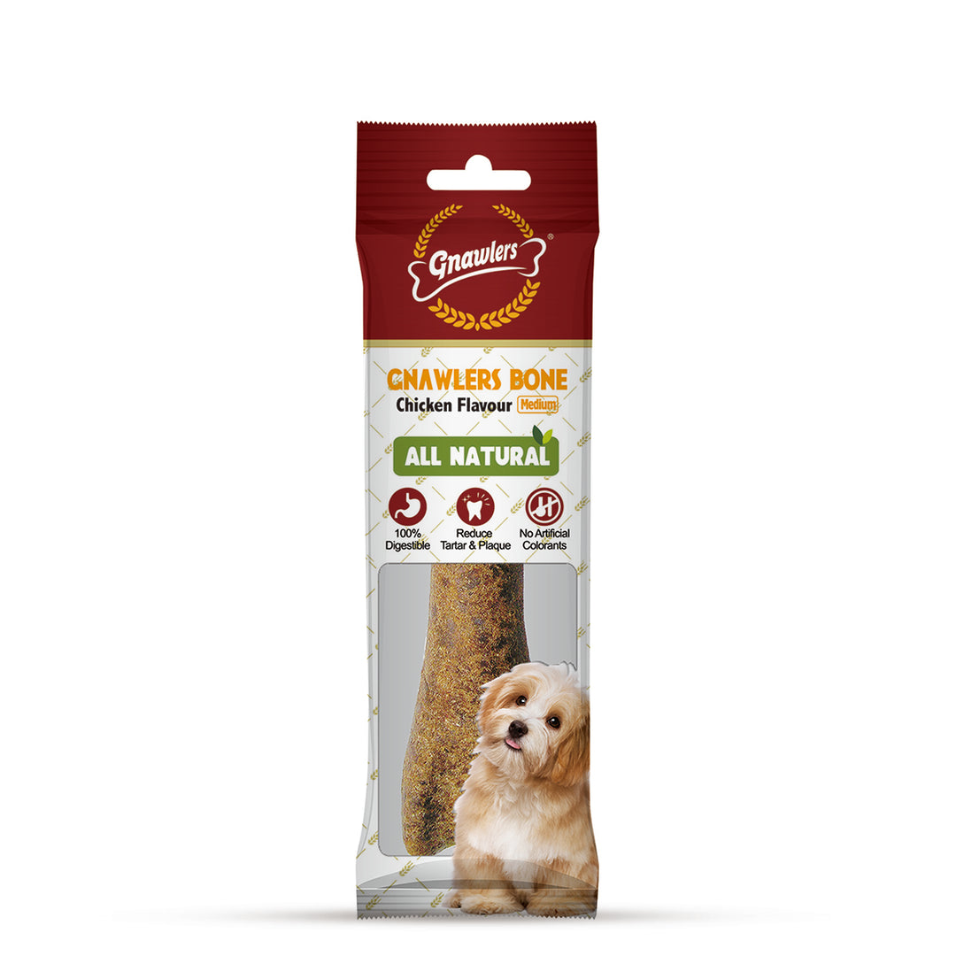 Gnawlers Bone Chicken Flavour Dog Dental Treats Medium