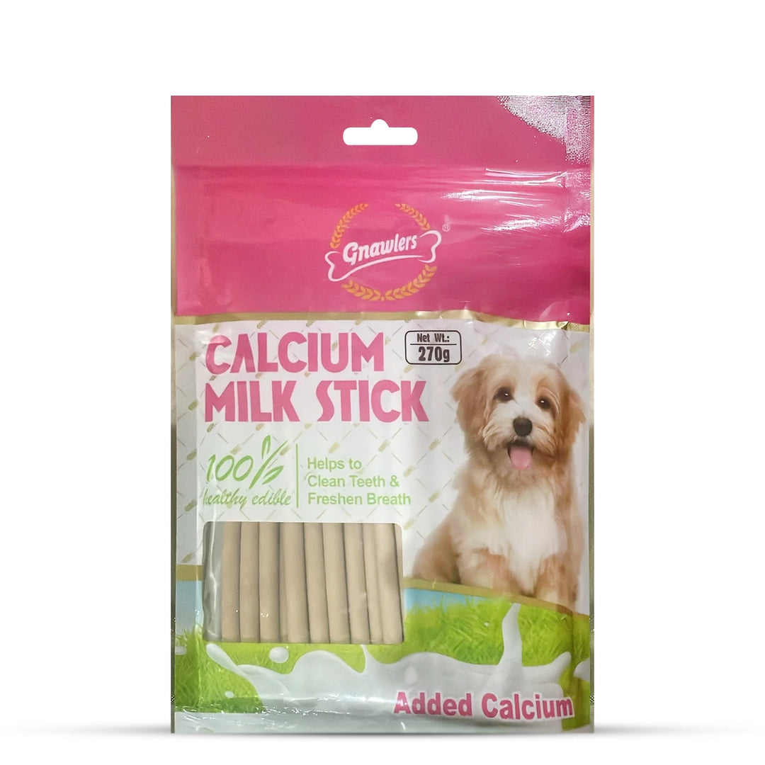 Gnawlers Calcium Milk Sticks No Meat with Added Calcium Dog Dental Treat - 270g