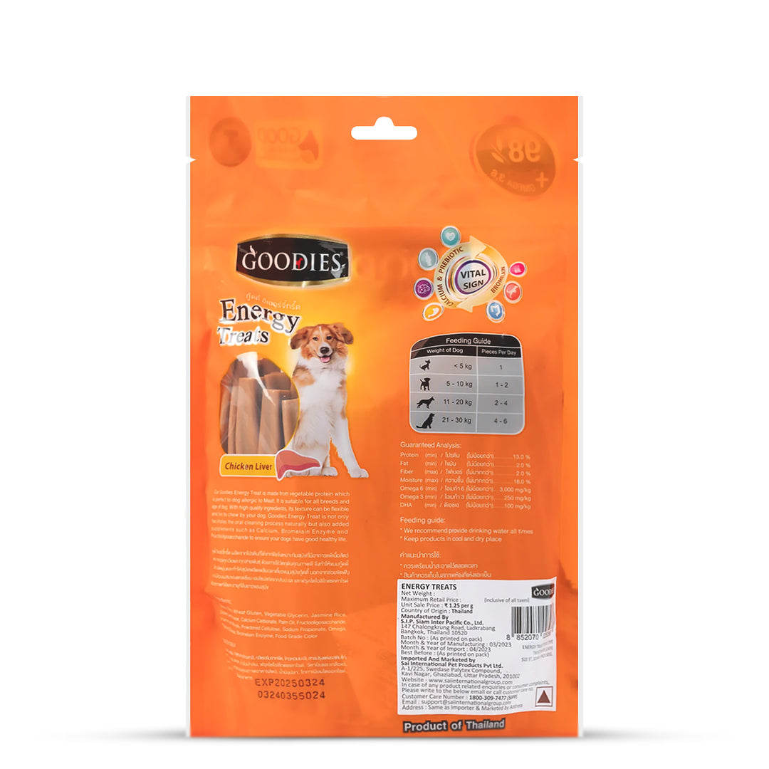 Goodies Energy Treats Chicken Liver Flavour Dog Dental Treat - 500g