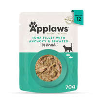 Applaws Tuna Fillet with Whole Anchovy & Seaweed Wet Cat Food - All Breeds Adult - 70g (Pack Of 12)