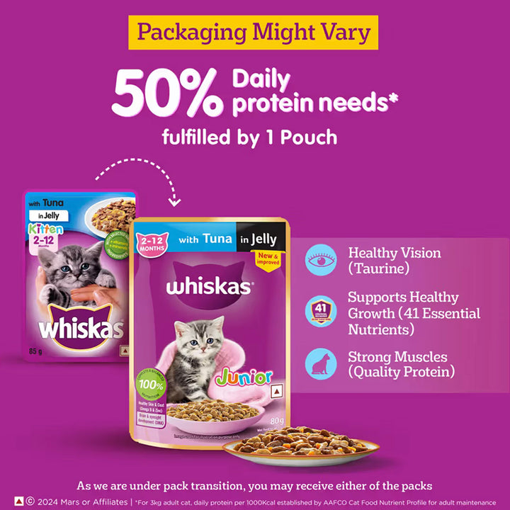 Whiskas Tuna in Jelly Wet Cat Food - All Breeds Kitten (2-12 months) - 14 Pouches (14 x 85g)