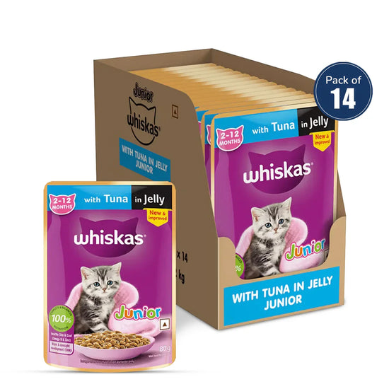 Whiskas Tuna in Jelly Wet Cat Food - All Breeds Kitten (2-12 months) - 14 Pouches (14 x 85g) - Zigly