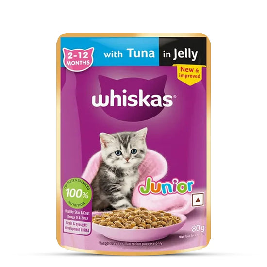 Whiskas Tuna in Jelly Wet Cat Food - All Breeds Kitten (2-12 months) - 14 Pouches (14 x 85g) - Zigly