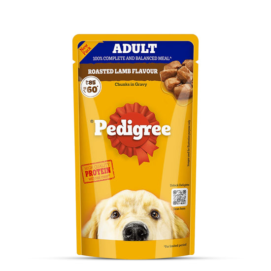 pedigree-roasted-lamb-flavour-chunks-in-gravy-adult-wet-dog-food-130g