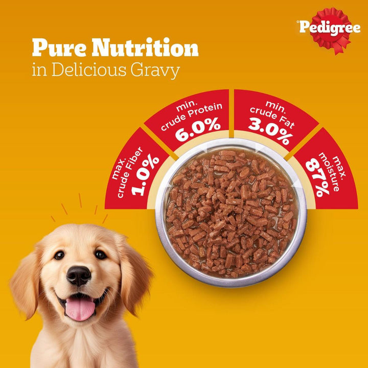 Pedigree Lamb Flavour Chunks in Gravy Puppy Wet Dog Food - 130g