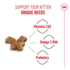 Royal Canin kitten dry food kibble with vitamins C&E, Omega 3 DHA, and prebiotics from zigly