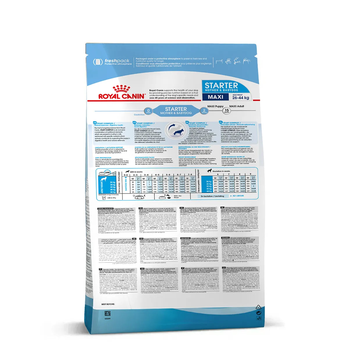 Royal Canin Maxi Starter Mother & Babydog dry dog food packaging available on zigly