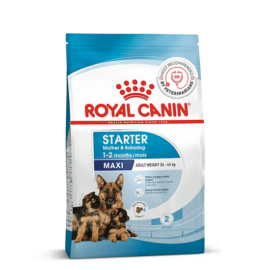 Royal Canin Maxi Starter Mother & Babydog dry dog food packaging available at zigly