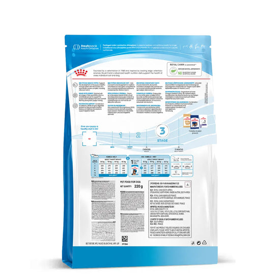 Back of Royal Canin Maxi Puppy Dry Dog Food packaging available at zigly