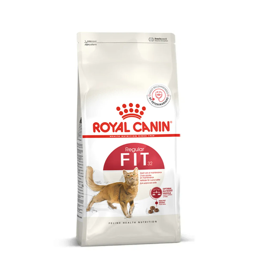 Royal Canin Fit 32 dry cat food packaging for adult cats from zigly