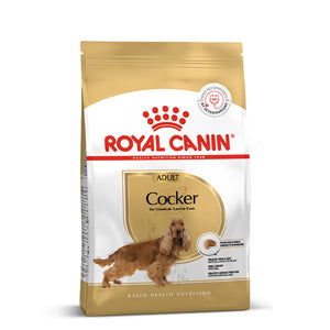 Royal Canin Cocker Adult Dry Dog Food packaging available on Zigly